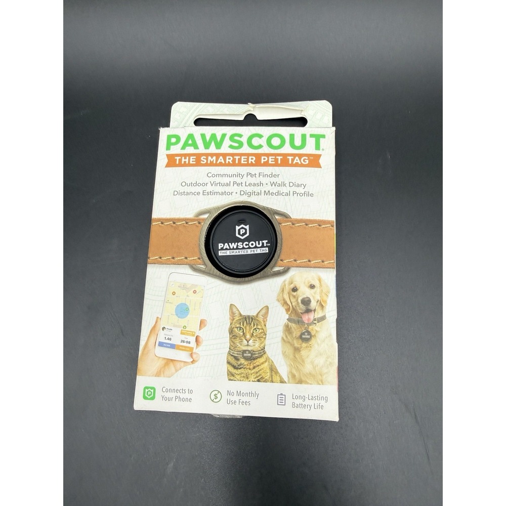 Pawscout Smarter Pet Tag Community Pet Finder Bluetooth Tracker Black 91030 NWOT